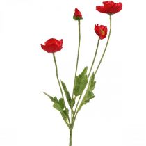 Flor vermelha de papoila artificial com 4 flores de papoila H60cm