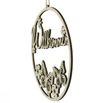 Itens Placa de boas-vindas, anel decorativo de madeira com borboleta, Ø21,5cm, 4 peças - decoração de guirlanda de porta, primavera, cor natural