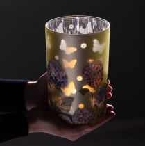 Itens Porta-velas de vidro com motivo floral para momentos de convivência harmoniosos, 18 cm
