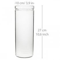 Vaso de flores, cilindro de vidro, vaso de vidro redondo Ø10cm H27cm