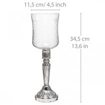Lanterna de vidro vela vidro antigo olhar claro, prata Ø11.5cm H34.5cm