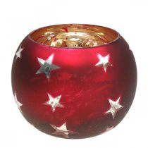 Itens Lanterna vidro tealight vidro com estrelas vermelho Ø12cm A9cm