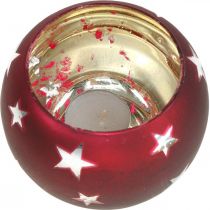 Itens Lanterna vidro tealight vidro com estrelas vermelho Ø12cm A9cm