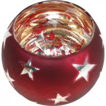 Itens Lanterna de vidro tealight vidro com estrelas vermelhas Ø9cm H7cm