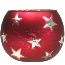 Itens Lanterna de vidro tealight vidro com estrelas vermelhas Ø9cm H7cm