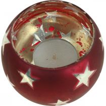 Itens Lanterna de vidro tealight vidro com estrelas vermelhas Ø9cm H7cm