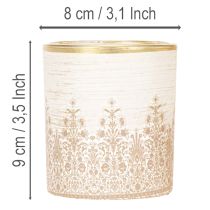 Itens Porta-velas de vidro com estampa floral, Ø8cm A9cm, 2 peças