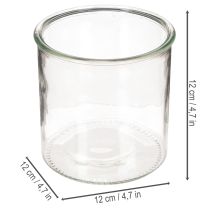 Itens Porta-velas de vidro, redondo, transparente, versátil, 12 cm, 2 peças