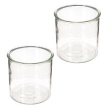 Itens Porta-velas de vidro, redondo, transparente, versátil, 12 cm, 2 peças