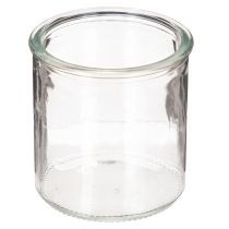 Itens Castiçal redondo de vidro transparente para velas votivas, 8 cm, conjunto com 3 peças.