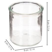 Itens Castiçal redondo de vidro transparente para velas votivas, 8 cm, conjunto com 3 peças.