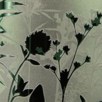 Itens Lanterna grande de vidro decorativo em prado branco com motivo verde Alt.24cm