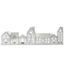 Itens Fileira decorativa de casinhas com suportes para velas pequenas, decoração de Advento, 68 cm