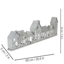 Itens Fileira decorativa de casinhas com suportes para velas pequenas, decoração de Advento, 68 cm