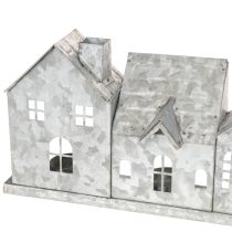 Itens Fileira decorativa de casinhas com suportes para velas pequenas, decoração de Advento, 68 cm