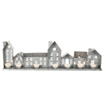Itens Fileira decorativa de casinhas com suportes para velas pequenas, decoração de Advento, 68 cm