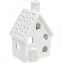 Itens Casa de luz de vento casa de luz de cerâmica Advent branco H14cm 2 peças