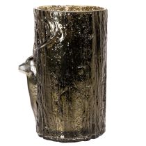 Itens Porta-velas de vidro com relevos de cabeça de veado e árvore, decoração de inverno, 26 cm