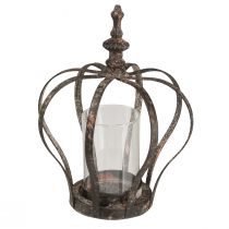 Itens Lanterna Coroa Castanho Ferrugem Com Vela Vidro Ø14cm Alt.18cm