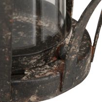 Itens Lanterna Coroa Castanho Ferrugem Com Vela Vidro Ø14cm Alt.18cm