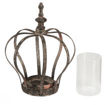 Itens Lanterna Coroa Castanho Ferrugem Com Vela Vidro Ø14cm Alt.18cm