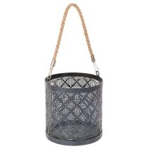 Itens Porta-velas de metal, lanterna decorativa com alça, antracite, Ø16cm, 2 peças