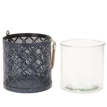 Itens Porta-velas de metal, lanterna decorativa com alça, antracite, Ø16cm, 2 peças