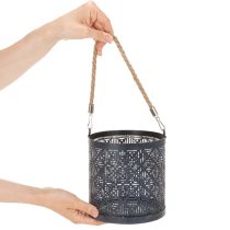 Itens Porta-velas de metal, lanterna decorativa com alça, antracite, Ø16cm, 2 peças