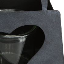 Itens Bolsa de decoração de metal com lanterna e coração antracite H18cm 2 peças