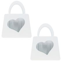 Itens Saco decorativo de metal para lanterna com coração branco Alt.18cm 2 unidades