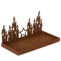 Itens Lanterna de metal com interior de vidro, acabamento em metal oxidado, suporte decorativo para velas, 21,5 cm