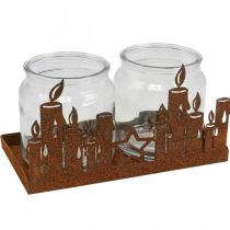 Itens Velas decorativas em pastilha de vidro em metal com pátina 21,5cm