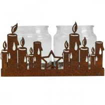 Itens Velas decorativas em pastilha de vidro em metal com pátina 21,5cm