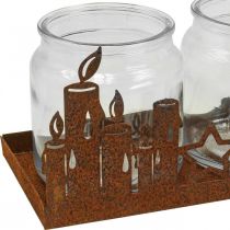 Itens Velas decorativas em pastilha de vidro em metal com pátina 21,5cm