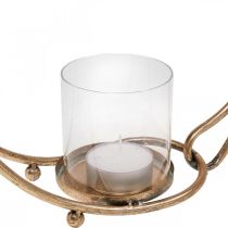Lanterna castiçal de metal vidro dourado Ø33cm