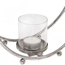 Lanterna de metal castiçal de vidro prateado Ø33cm