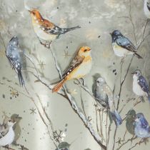 Itens Castiçal com pássaros, design de inverno, acabamento brilhante, 12 cm