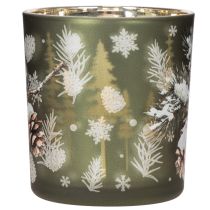 Itens Porta-velas de vidro com galho de pinheiro de inverno, 8 cm, 2 peças