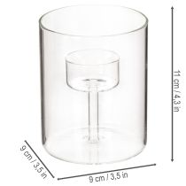 Itens Lanterna de vidro com suporte elevado para vela de chá, 11 cm