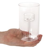 Itens Castiçal de vidro com encaixe para velas cilíndricas de 15 cm (2 unidades)