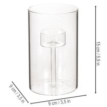 Itens Castiçal de vidro com encaixe para velas cilíndricas de 15 cm (2 unidades)