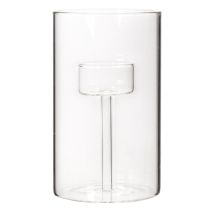 Itens Castiçal de vidro com encaixe para velas cilíndricas de 15 cm (2 unidades)