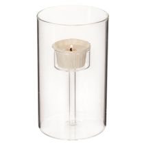 Itens Castiçal de vidro com encaixe para velas cilíndricas de 15 cm (2 unidades)