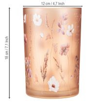 Itens Porta-velas de vidro com motivo floral para momentos aconchegantes em casa, 18 cm