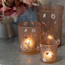 Itens Porta-velas de vidro com motivo floral para momentos aconchegantes em casa, 18 cm