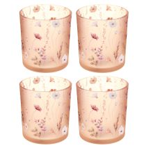 Itens Elegante castiçal com delicado design floral para uma decoração harmoniosa do ambiente, 8 cm, conjunto de 4 peças.