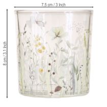 Itens Castiçais de vidro com estampa floral para criar um ambiente romântico, lanternas para decoração de sala de estar, 8 cm, conjunto com 4 peças.