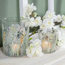 Itens Lanterna decorativa de vidro com motivo de borboletas em um campo florido, 18 cm, 2 peças, para dar um toque de estilo à sua casa.