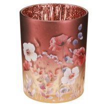 Itens Lanterna decorativa de vidro com design floral para um toque de elegância na sua casa, 12,5 cm, 2 peças