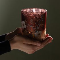 Itens Lanterna decorativa de vidro com design floral para um toque de elegância na sua casa, 12,5 cm, 2 peças